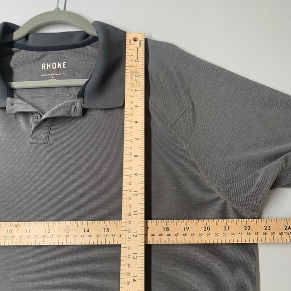 Rhone Polo Shirt Men Large Gray Commuter Short Sleeve Collar Performance - Picture 6 of 11